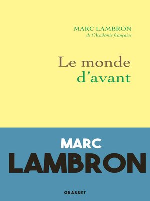 cover image of Le monde d'avant